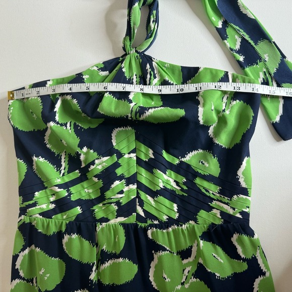 Tory Burch‎ Eloriane Green Halter Neck Floral Silk Midi Dress Size 2 - Picture 13 of 15